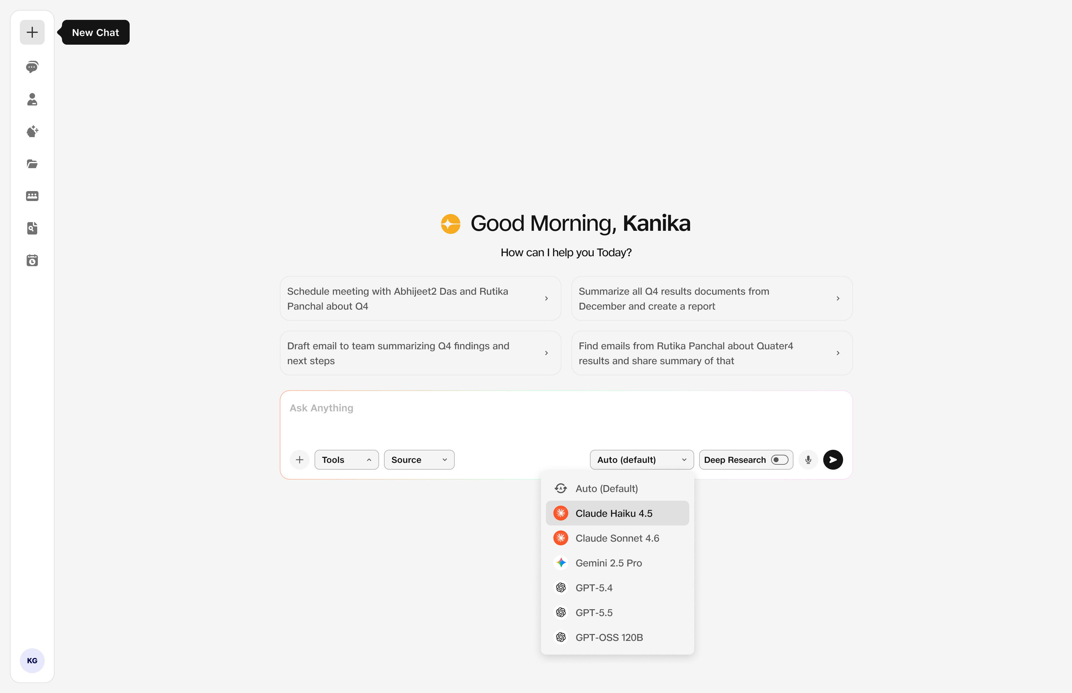 Model dropdown open