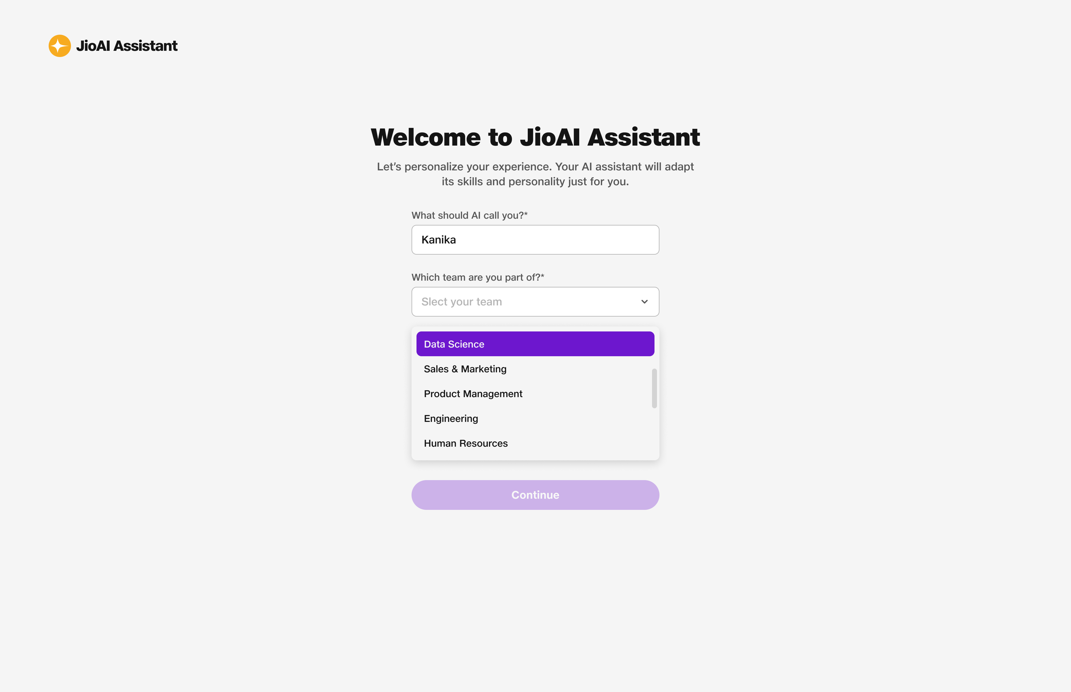 Onboarding page