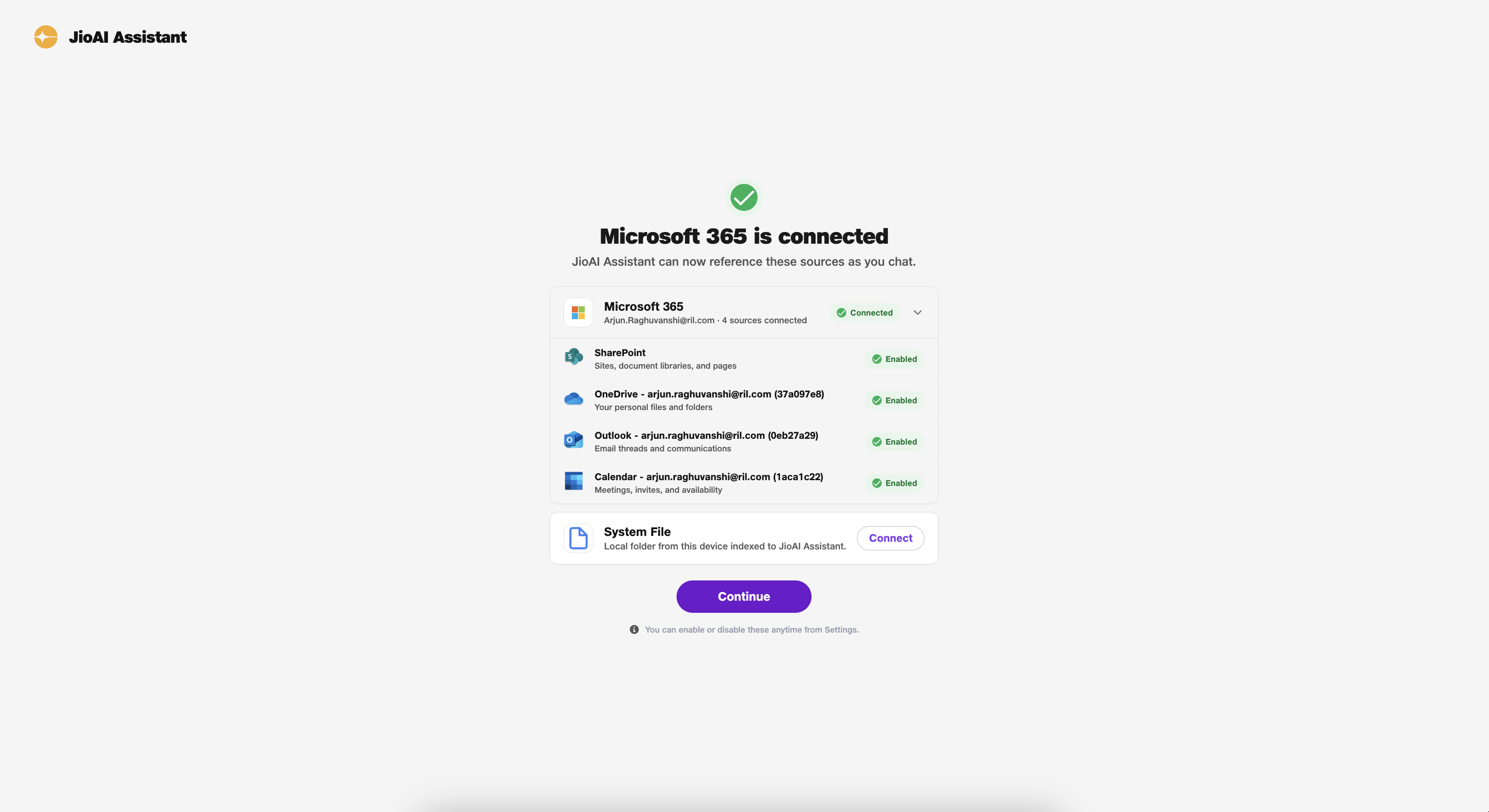 Microsoft 365 connected